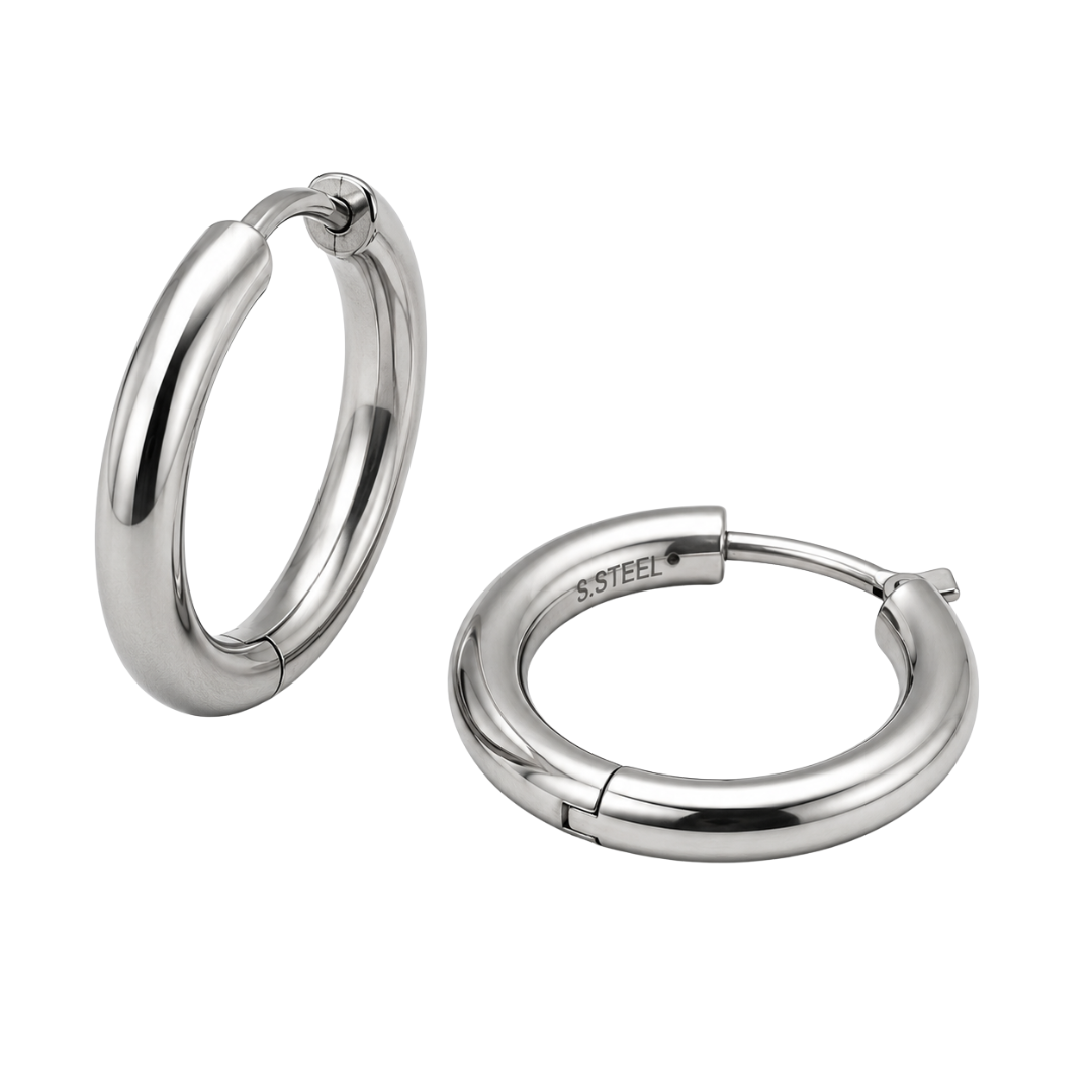 Polished Stainless Steel Hoop Earrings | Monthoutter