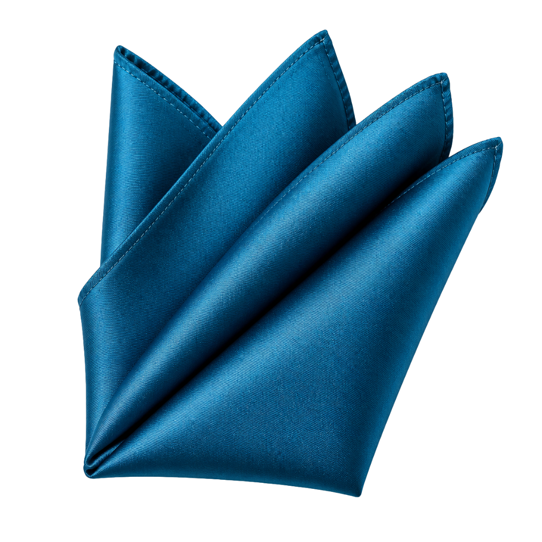 Cyan Blue Silk Pocket Square | Monthoutter