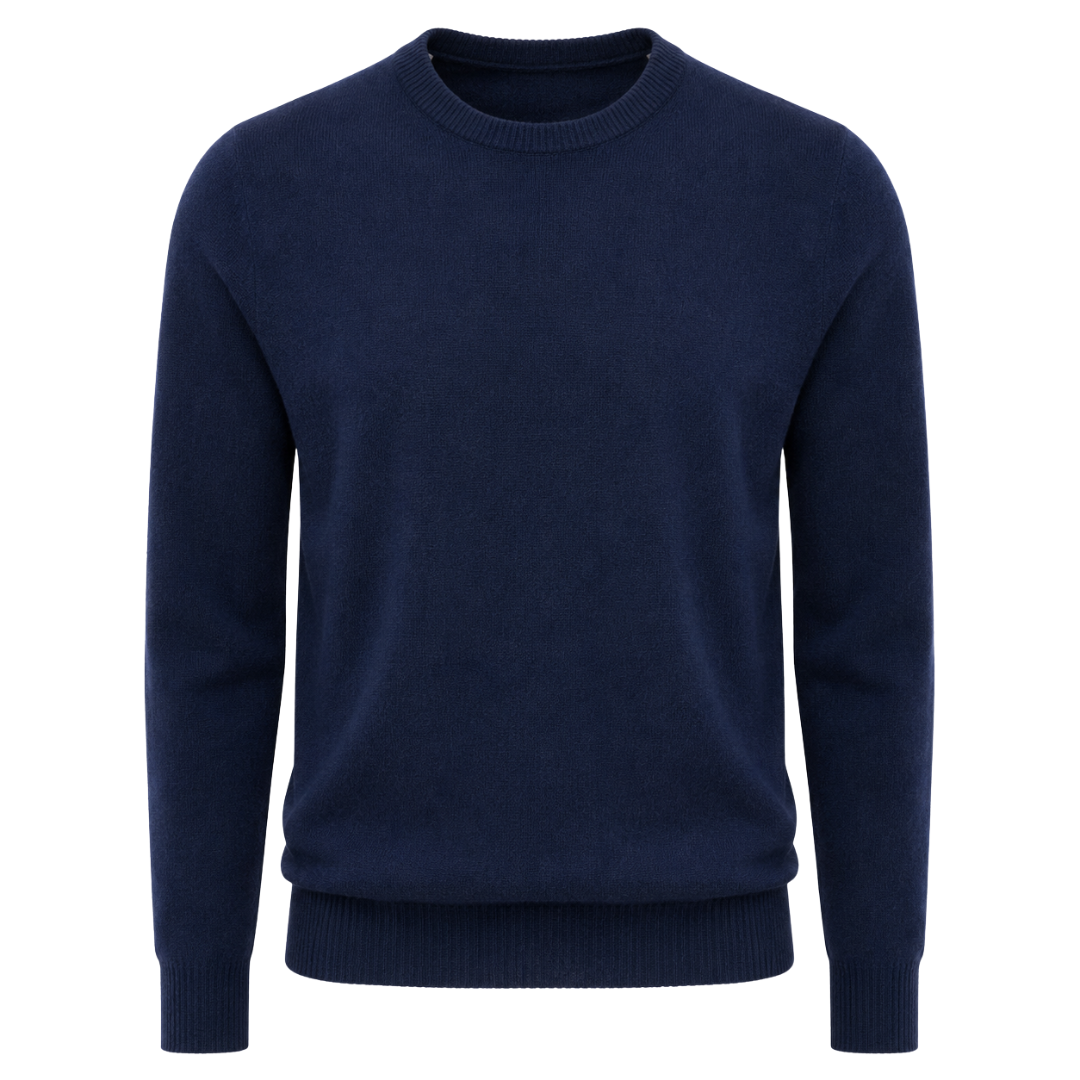 Navy Merino Wool Crewneck Sweater | Monthoutter