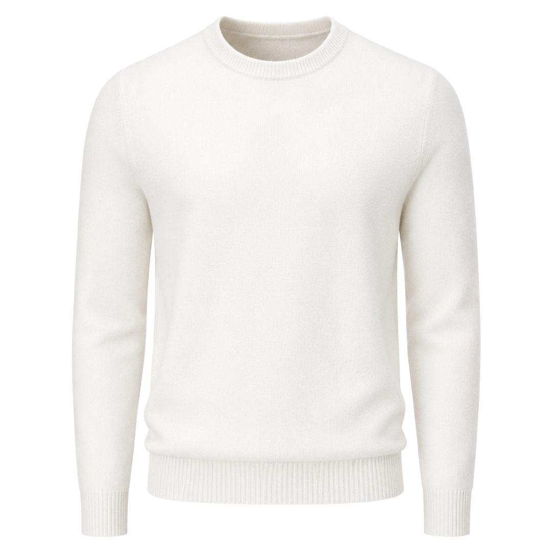 Ivory Merino Wool Crewneck Sweater | Monthoutter