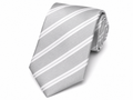 Silver and White Striped Silk Tie | Monthoutter