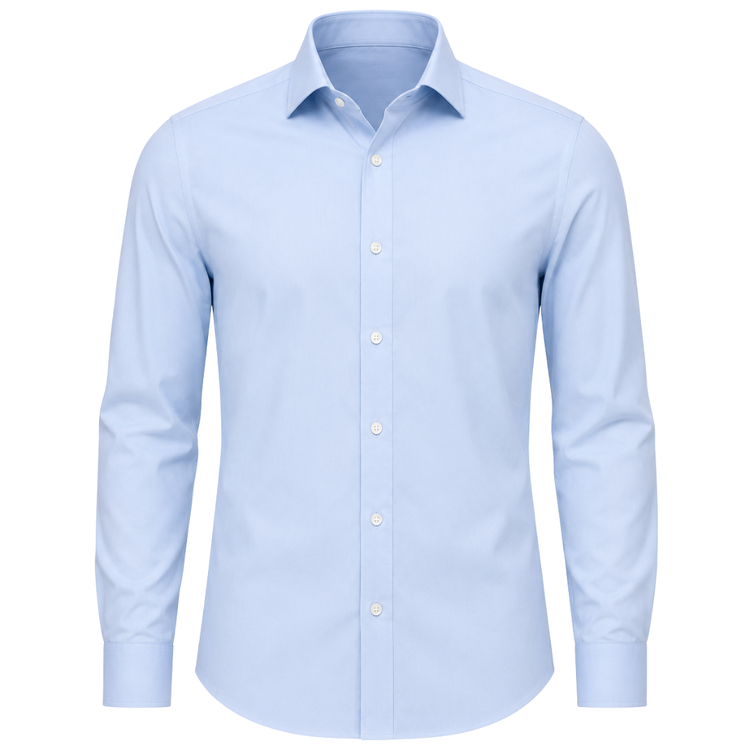 Light Blue Tailored Cotton Dress Shirt | Monthoutter