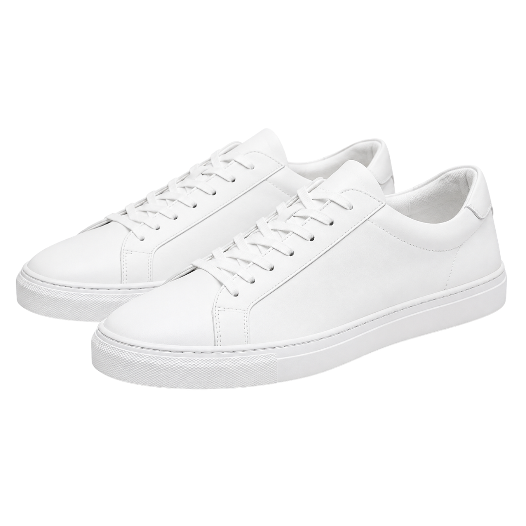 White Premium Leather Low-Top Trainers | Monthoutter